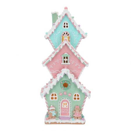 Gingerbread tower house led poly 
20x14,5x47cm,multicolor,LED