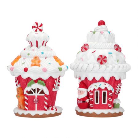 Gingerbread house 2 ass poly 
21,5x21,5x32,5cm,multicolor