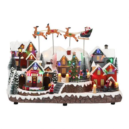 Christmas village flying reindeer animated
42,5x24x31cm,multicolor,led