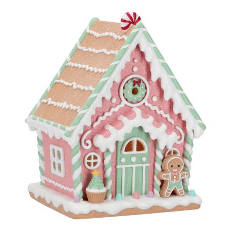 Gingerbread house 2 ass led poly 
19,5x15,5x25cm,multicolor,led