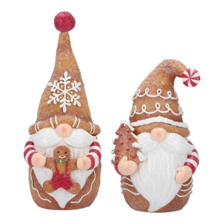 Gingerbread gnome 2 ass 
11,5x13,5x28,5cm+12,8x12x22,3cm,brown/red