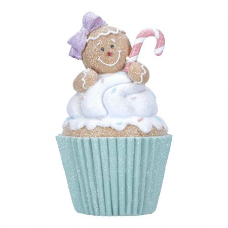 Gingerbread Cupcake with Man and Cane Poly 15cm 
11x10x15cm-multicolor