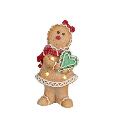 Decoratie peperkoek l.bruin led battery operated - l22xb14,5xh43cm