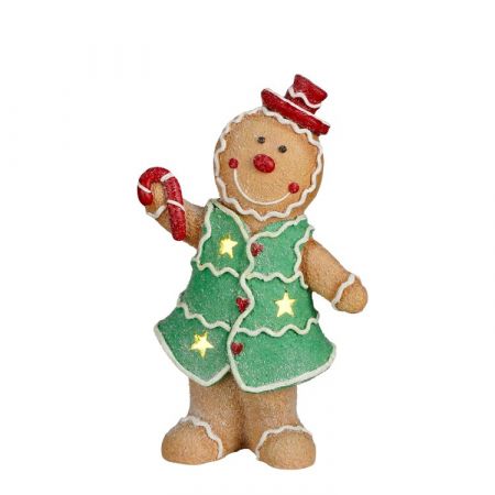 Decoratie peperkoek l.bruin led battery operated - l26,5xb14xh45cm