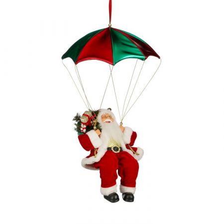 Kerstman met parachute rood - l35xb35xh60cm