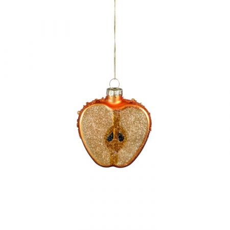 Ornament appel glas oranje - l5,5xb6,5xh7cm