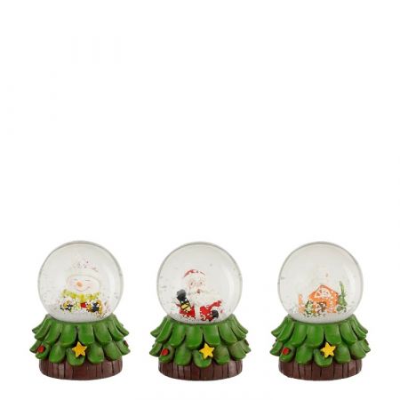 Decoratie waterbal kerstfiguur groen 3 assorti - h7xd5cm