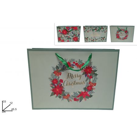 CADEAUTAS KERSTDECORTIE 3ASS 45,5X33X12