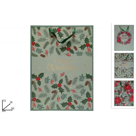 CADEAUTAS KERSTDECORATIE GROEN 3ASS 50X72X16CM