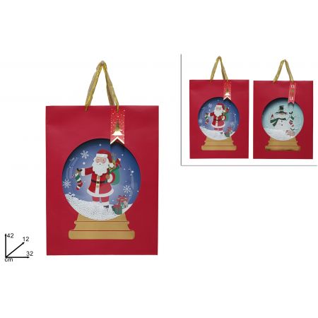 CADEAUTAS MET SNEEUW ROOD 2ASS  32*42*12CM