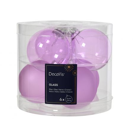 Kerstballen glas mix fris lila dia6cm