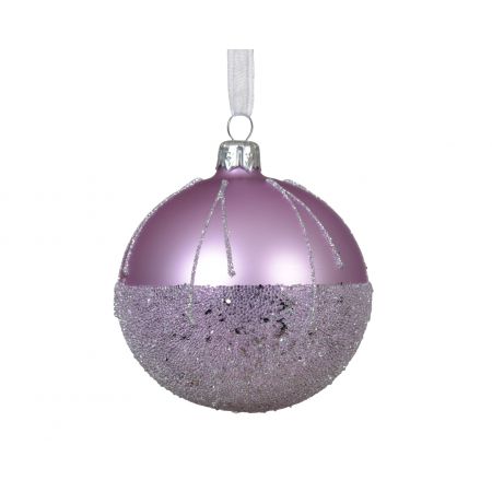 Kerstballen glas fris lila dia8cm