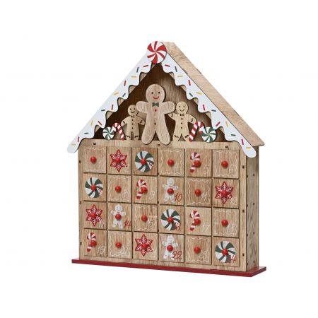 Adventskalender triplex bruin L.6.5cm x W.33.5cm x H.35cm