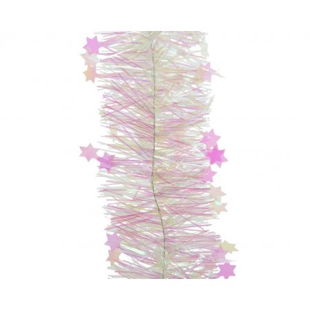 Lametta guirlande pet shiny stars helder/iris dia9cm x H.270cm