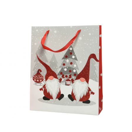 Giftbag papier met handvat fsc 100% rood/kleur(en) L.8cm x W.18cm x H.24cm