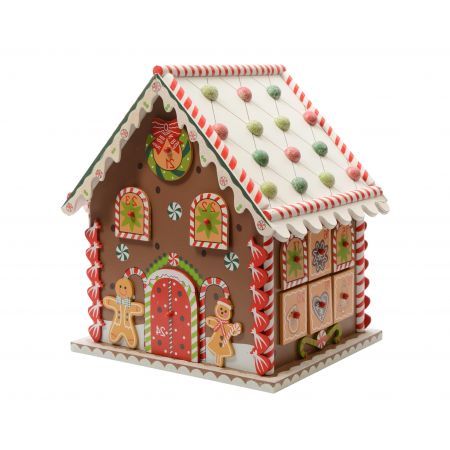 Adventskalender mdf gingerbread house multi L.23cm x W.20cm x H.27cm