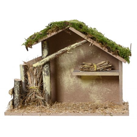 Kerststal naturel fsc mix 70% naturel L.28cm x W.12.5cm x H.20cm