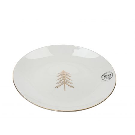 Dinerbord porselein wit/goud dia26.5cm x H.2.5cm