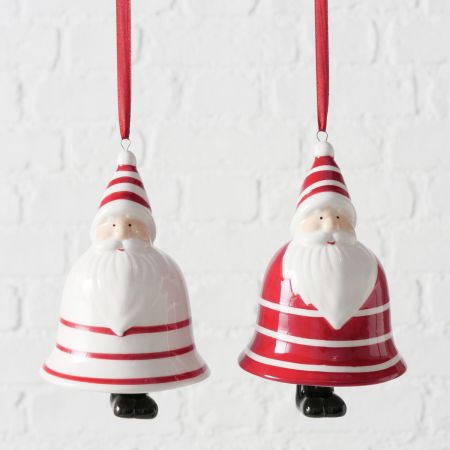 Hangende figuur Mervel, 2 assortie Klok, Kerstman, Hangvoorziening, H 11,5 cm, Dolomiet