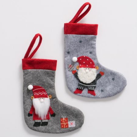 Kerstsok Monti, 2 assortie Sok, H 22 cm, Polyester vilt, Polyester, Nee