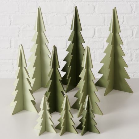 Decoratieve standaard Ceti, 3 assortie zlvrden, Kerstboom, H 11,5 cm, mdf, Populier (Populus), Effen