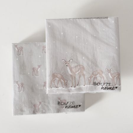 Servetten Bambi, 20 delig 2 assortie Veelkleurig, Motief, Hert, Kerstboom, bn, gs, pap