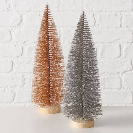 Decoratieve standaard Tarvo, 2 assortie zlvrden, Kerstboom, H 31 cm, Populier (Populus), kstf, Effen