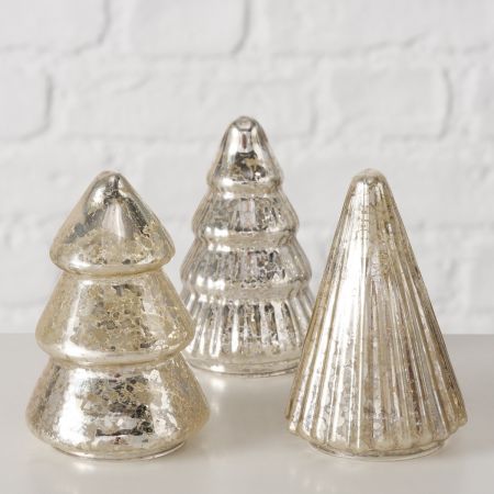 Decoratieve standaard Tovla, 3 assortie zlvrden, Kerstboom, Toonbankdisplay, H 9 cm, gls gelakt