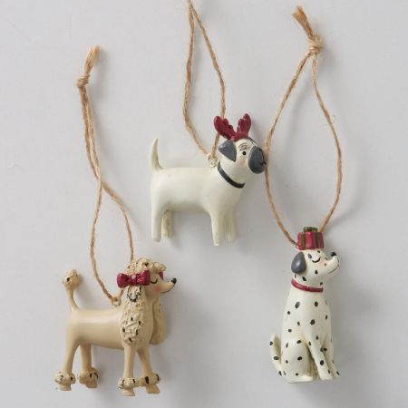 Hangende figuur Barney, 3 assortie Hond, Hangvoorziening, H 6,5 cm, L 3 cm