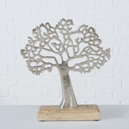 Decoratieve standaard Florentina, Boom, met stand, H 25 cm, Mango (Mangifera indica), alu vernikkeld