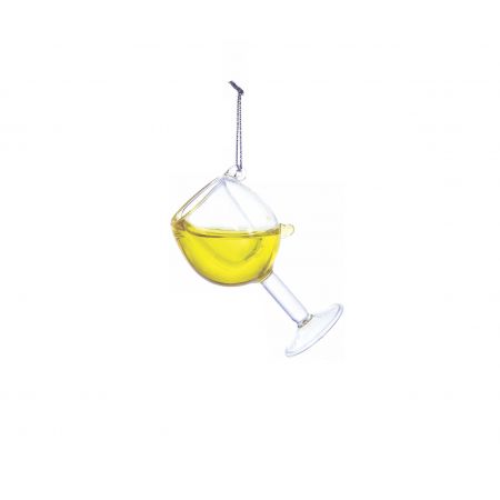 2.5-2.75"GLASS WINE GLASS ORN WHITE