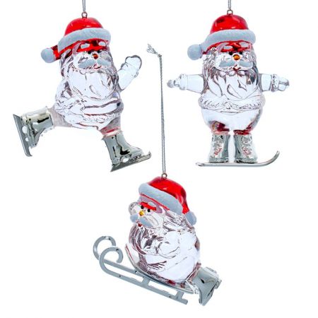 3.25-4"ACRYLIC SANTA ON ICE ORN 3/A