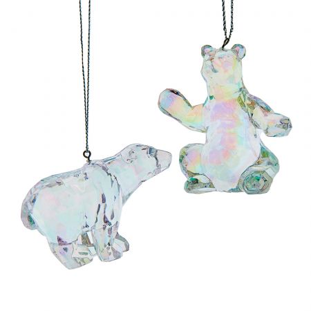 3"ACRYLIC OPALESCENT BEAR ORN 2/ASSTD.