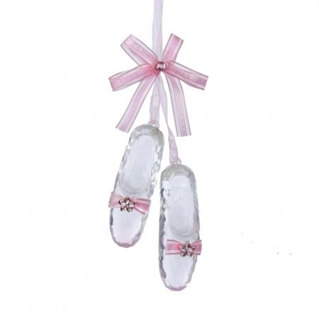 6"ACRYLIC PINK BALLET SHOES W/BOW &