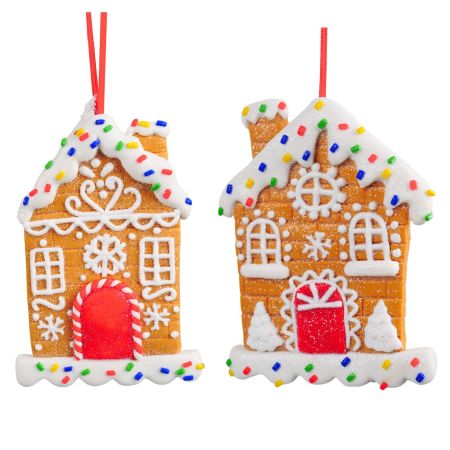 4"H CLAY DOUGH GINGERBREAD HOUSE ORNA X 2.