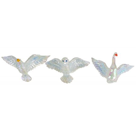 2.88"Resin Opalescent Winter Birds Ornament 3/A